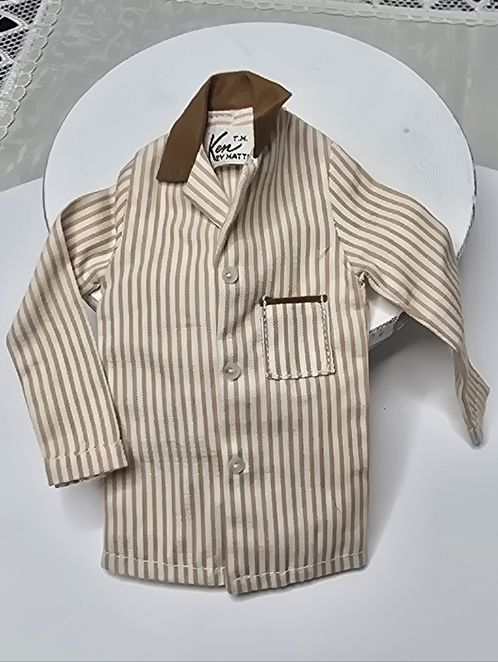 Vintage Barbie Ken Doll Ken By Mattel Striped Sleeper Top Only [ Read Details ]